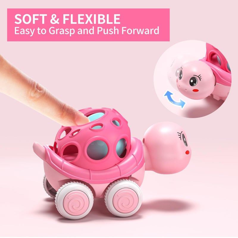 BeAndge Toys for Baby Girl Gifts  Baby Girl Toy Cars  Car Toys  Pink Play Cars for Girls  Push and Go Rattle Car for Infant Girl Birthday Gift for Baby Girls - Image 5